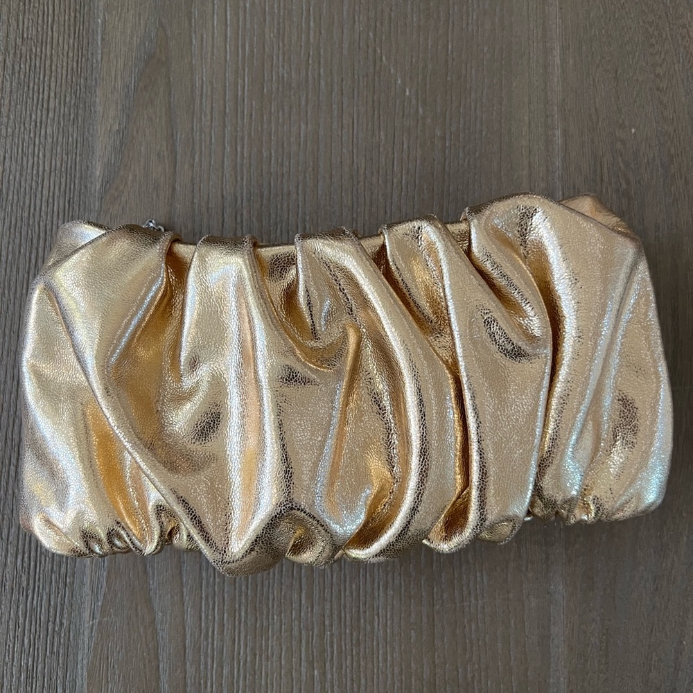 STAUD Bean Bag. Gold Leather.